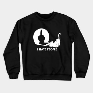 Cat Shadow I Hate People Middle Finger Crewneck Sweatshirt